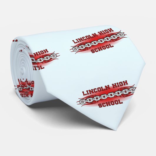 Lincoln High School Links3 Red Grd Stropdas (Opgerold)