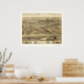 Lincoln, IL Panoramiek Map - 1869 Poster (Keuken)