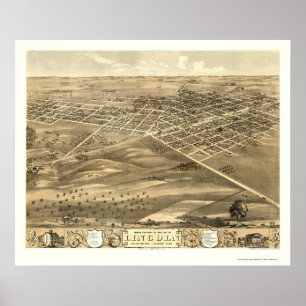 Lincoln, IL Panoramiek Map - 1869 Poster