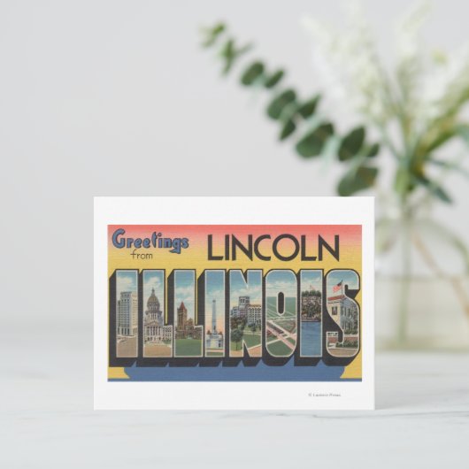 Lincoln, Illinois - grote letterscènes Briefkaart (Staand voorkant)