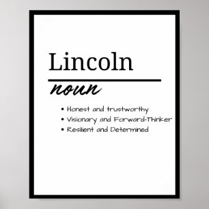 Lincoln, jongen gepersonaliseerde naamsdefinitie poster