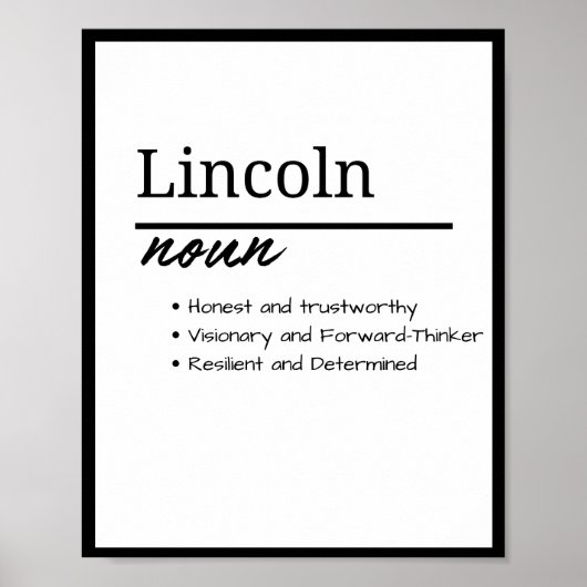 Lincoln, jongen gepersonaliseerde naamsdefinitie poster (Voorkant)