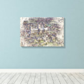 Lincoln Kathedraal Lucht Schets Kunst Vervuild Canvas Afdruk (Insitu (Houten vloer))