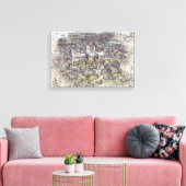 Lincoln Kathedraal Lucht Schets Kunst Vervuild Canvas Afdruk (Insitu (Woonkamer))