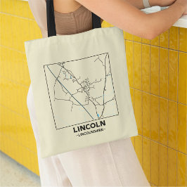 Lincoln, Lincolnshire Stad Kaart Boodschappentas Tote Bag