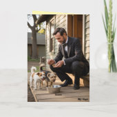 Lincoln loopt met de hond kaart (Achterkant)