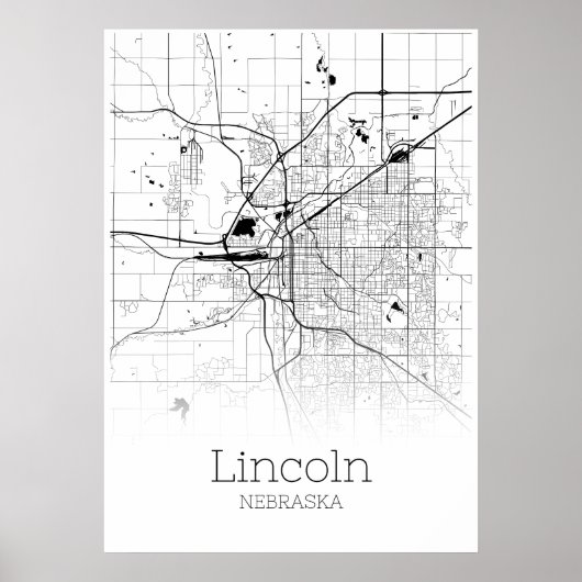 Lincoln Map - Nebraska - City Map Poster (Voorkant)