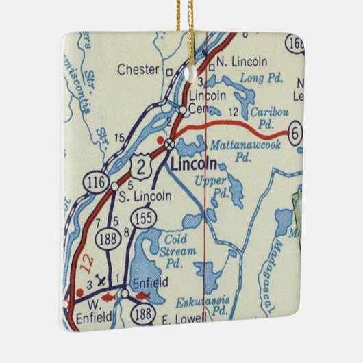 Lincoln ME  kaart Keramisch Ornament (Rechts)