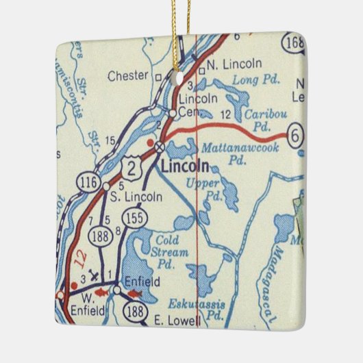 Lincoln ME  kaart Keramisch Ornament (Links)