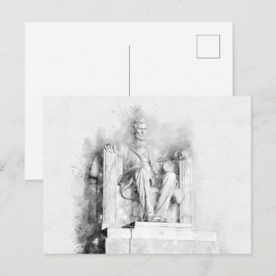 Lincoln Memorial aquarel- en potloodtekening Briefkaart