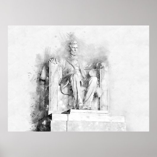 Lincoln Memorial aquarel- en potloodtekening Poster (Voorkant)