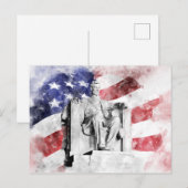 Lincoln Memorial aquarel met Amerikaanse vlag Briefkaart (Voorkant / Achterkant)