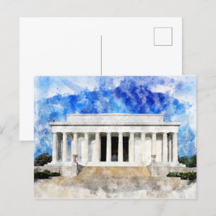 Lincoln Memorial gevel in aquarel Briefkaart