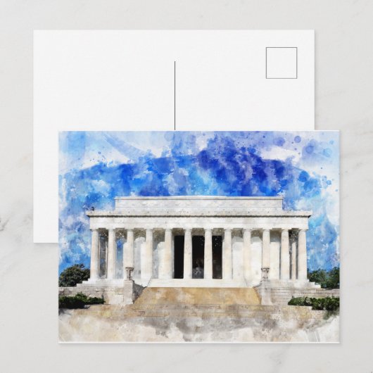 Lincoln Memorial gevel in aquarel Briefkaart (Voorkant / Achterkant)