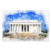 Lincoln Memorial gevel in waterverf Foto Afdruk (Voorkant)