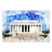 Lincoln Memorial gevel in waterverf Foto Afdruk (Voorkant)