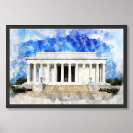 Lincoln Memorial gevel in waterverf Foto Afdruk