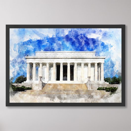 Lincoln Memorial gevel in waterverf Foto Afdruk