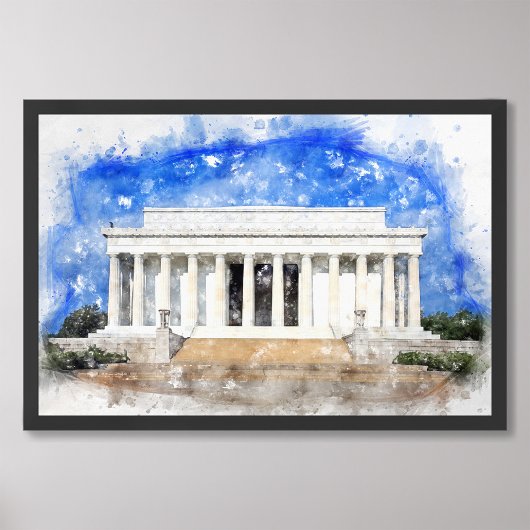 Lincoln Memorial gevel in waterverf Foto Afdruk