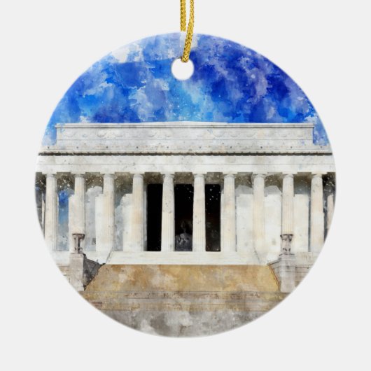 Lincoln Memorial gevel in waterverf Keramisch Ornament (Voorkant)
