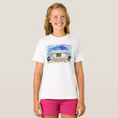 Lincoln Memorial gevel in waterverf T-shirt (Voorkant volledig)