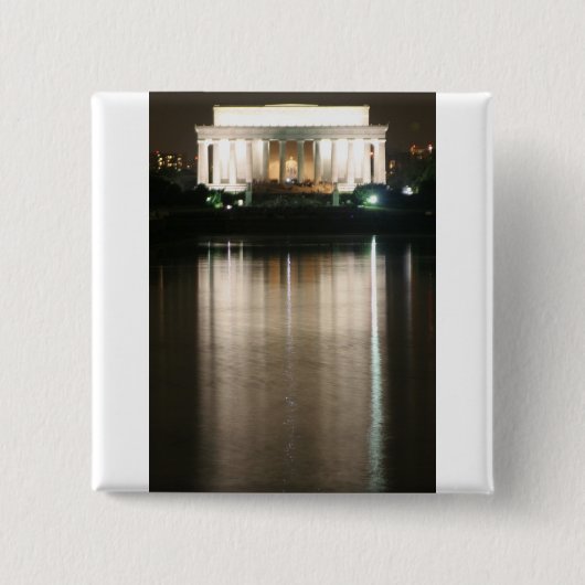 Lincoln Memorial Night Reflection Vierkante Button 5,1 Cm (Voorkant)