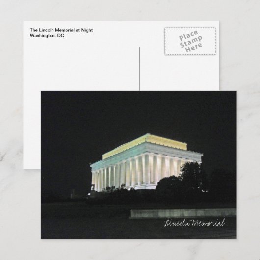 Lincoln Memorial tijdens de nacht van Washington D Briefkaart (Voorkant / Achterkant)