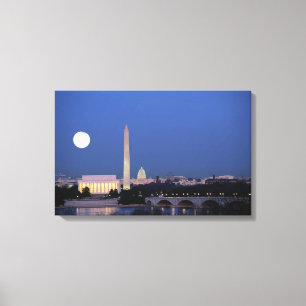 Lincoln Memorial, Washington Monument, VS Canvas Afdruk