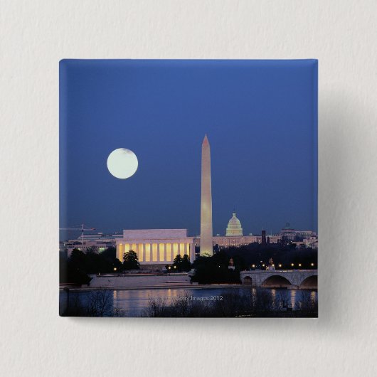 Lincoln Memorial, Washington Monument, VS Vierkante Button 5,1 Cm (Voorkant)