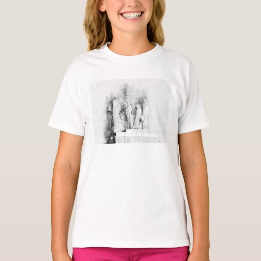 Lincoln Memorial waterverf en potloodtekening T-shirt (Voorkant)