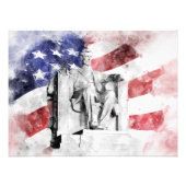 Lincoln Memorial waterverf met Amerikaanse vlag Foto Afdruk (Voorkant)