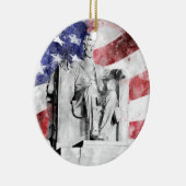 Lincoln Memorial waterverf met Amerikaanse vlag Keramisch Ornament (Rechts)