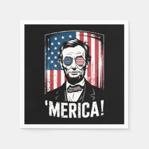 Lincoln Merica 4 juli Amerikaanse vlag Vintage Servet