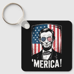 Lincoln Merica 4 juli Amerikaanse vlag vintage Sleutelhanger