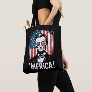Lincoln Merica 4 juli Amerikaanse vlag vintage Tote Bag