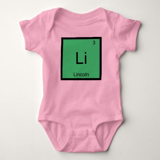 Lincoln  Naam Chemie Element Periodiek Systeem Romper (Voorkant)