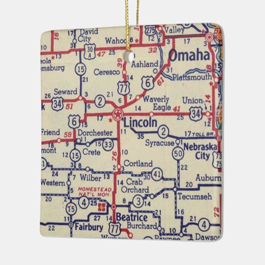 Lincoln NE  kaart Keramisch Ornament (Links)