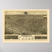 Lincoln, NE Panorama Map - 1889 Poster (Voorkant)