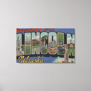 Lincoln, Nebraska - grote letterscènes Canvas Afdruk