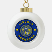 Lincoln Nebraska Keramische Bal Ornament (Voorkant)