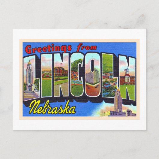 Lincoln Nebraska NE  groot Briefkaart (Voorkant)