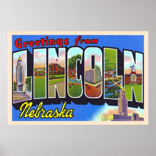 Lincoln Nebraska NE  groot Briefkaart Poster (Voorkant)