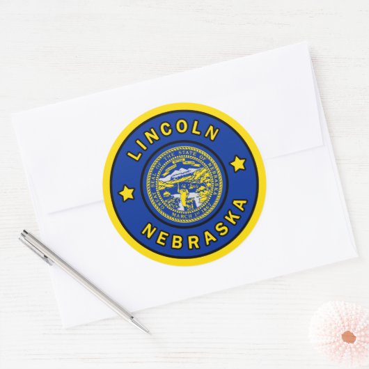 Lincoln Nebraska Ronde Sticker (Envelop)