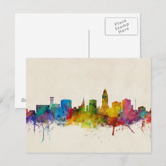 Lincoln Nebraska Skyline Briefkaart (Voorkant / Achterkant)