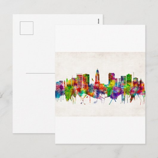 Lincoln Nebraska Skyline Feestdagenkaart (Voorkant / Achterkant)
