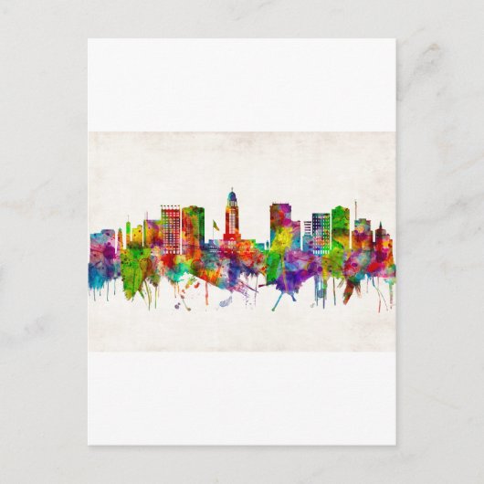 Lincoln Nebraska Skyline Feestdagenkaart (Voorkant)