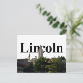 Lincoln, Nebraska Skyline met Lincoln in de Sky Briefkaart (Staand voorkant)