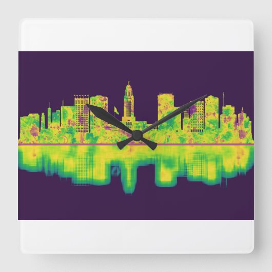 Lincoln Nebraska Skyline Vierkante Klok (Voorkant)