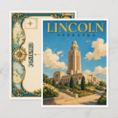 Lincoln Nebraska State Capitol GeoSaga Briefkaart (Voorkant / Achterkant)
