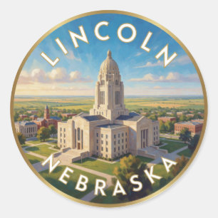 Lincoln Nebraska State Capitol Reis Ronde Sticker